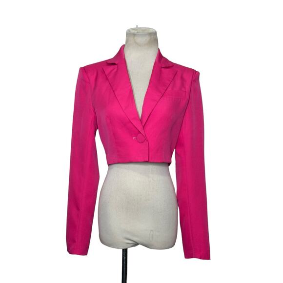Club L London bubble gum pink one button crop boxy blazer size 4 - Picture 13 of 16